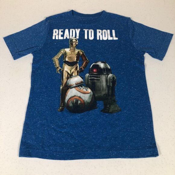 Star Wars T-Shirt Boys Small Officially Licensed C3PO R2D2 BB-8 Nerdcore Skater - Picture 1 of 5